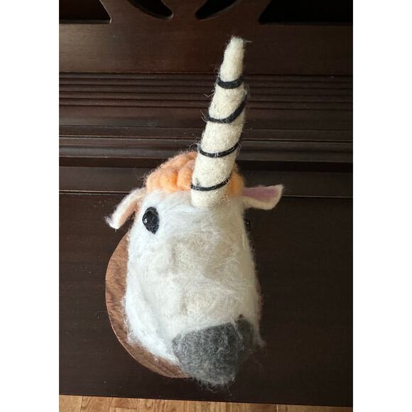 Vintage Unicorn felt Head Wall Mount Decor karma living whimsical nursery art - Picture 4 of 13